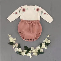 Load image into Gallery viewer, Baby Girls Color-blocking Flower Crochet Rompers Wholesale 22081703
