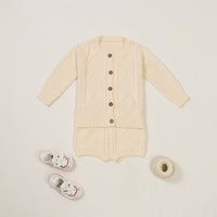 Load image into Gallery viewer, 2 Pieces Set Baby Unisex Solid Color Crochet Cardigan And Shorts Wholesale 22081708
