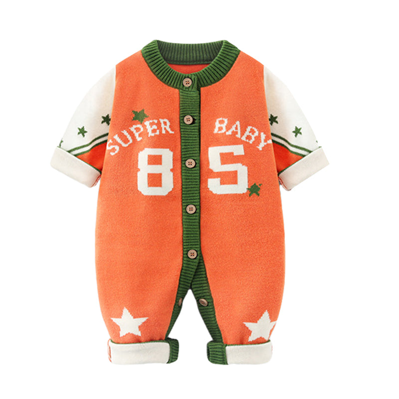 Baby Unisex Letters Star Crochet Knitwear Jumpsuits Wholesale 220817109