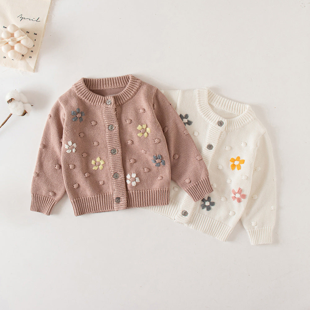 Baby Kid Girls Embroidered Cardigan Knitwear Wholesale 220817158