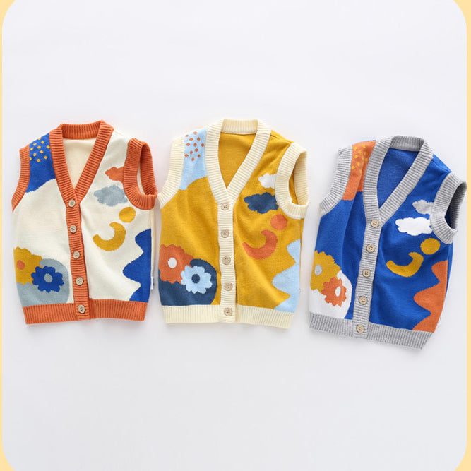 Baby Kid Unisex Cartoon Crochet Vests Waistcoats Knitwear Wholesale 220817162