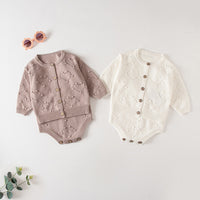 Load image into Gallery viewer, Baby Girls Solid Color Cardigan Knitwear And Rompers Wholesale 220817168

