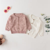 Load image into Gallery viewer, Baby Girls Solid Color Cardigan Knitwear And Rompers Wholesale 220817168
