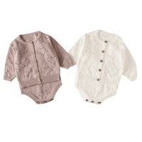 Load image into Gallery viewer, Baby Girls Solid Color Cardigan Knitwear And Rompers Wholesale 220817168
