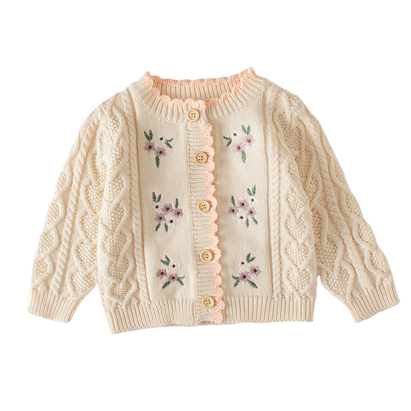 Baby Girls Embroidered Cardigan Knitwear Wholesale 220817171