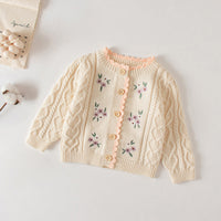 Load image into Gallery viewer, Baby Girls Embroidered Cardigan Knitwear Wholesale 220817171
