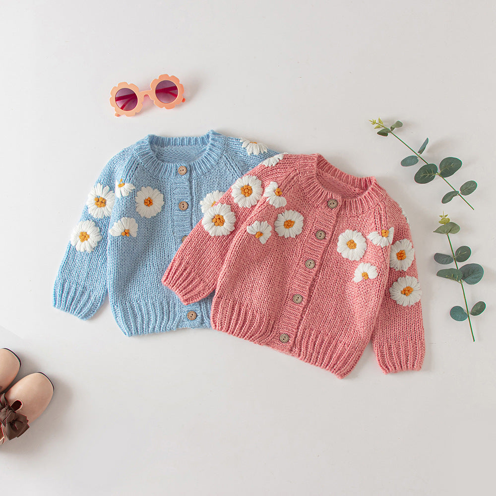 Baby Girls Flower Embroidered Cardigan Wholesale 220817176