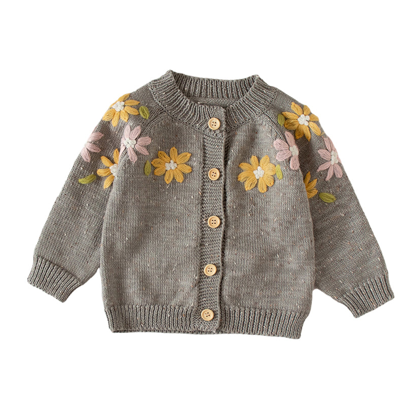 Baby Girls Flower Embroidered Cardigan Wholesale 220817177