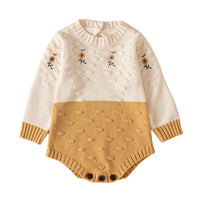 Load image into Gallery viewer, Baby Girls Flower Embroidered Knitwear Rompers Wholesale 220817186
