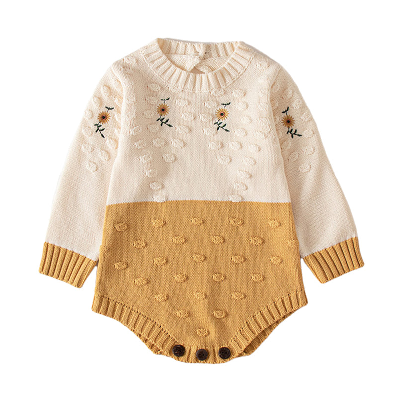 Baby Girls Flower Embroidered Knitwear Rompers Wholesale 220817186
