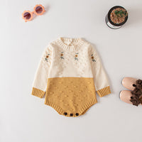 Load image into Gallery viewer, Baby Girls Flower Embroidered Knitwear Rompers Wholesale 220817186

