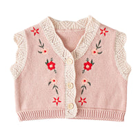 Load image into Gallery viewer, Baby Girls Flower Embroidered Vests Waistcoats Cardigan Wholesale 220817189
