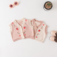 Load image into Gallery viewer, Baby Girls Flower Embroidered Vests Waistcoats Cardigan Wholesale 220817189
