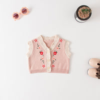 Load image into Gallery viewer, Baby Girls Flower Embroidered Vests Waistcoats Cardigan Wholesale 220817189
