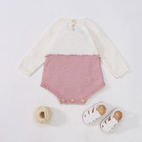 Load image into Gallery viewer, Baby Girls Color-blocking Crochet Rompers Wholesale 22081719
