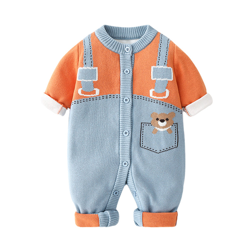 Baby Unisex Color-blocking Crochet Jumpsuits Wholesale 220817191