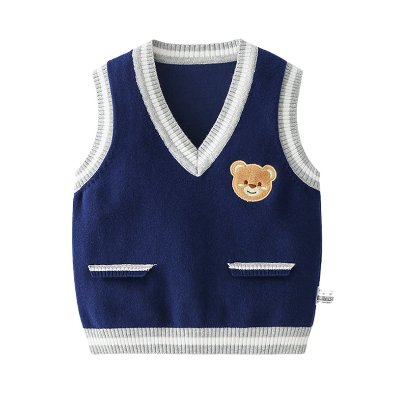 Baby Kid Boys Animals Cartoon Print Vests Waistcoats Knitwear Wholesale 220817196