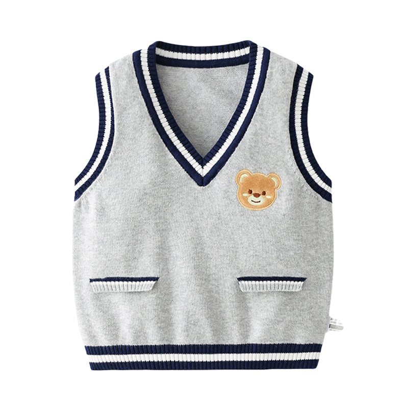 Baby Kid Boys Animals Cartoon Print Vests Waistcoats Knitwear Wholesale 220817196