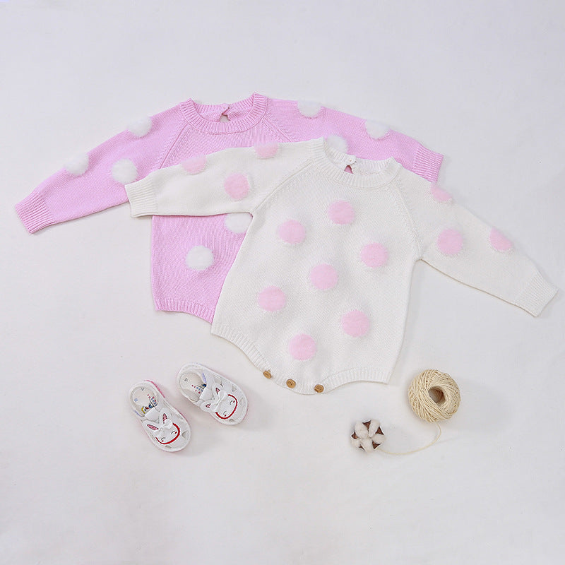 Baby Girls Polka dots Crochet Rompers Wholesale 22081722