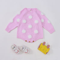 Load image into Gallery viewer, Baby Girls Polka dots Crochet Rompers Wholesale 22081722
