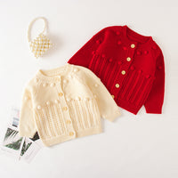 Load image into Gallery viewer, Baby Kid Unisex Solid Color Crochet Cardigan Rompers Wholesale 220817223
