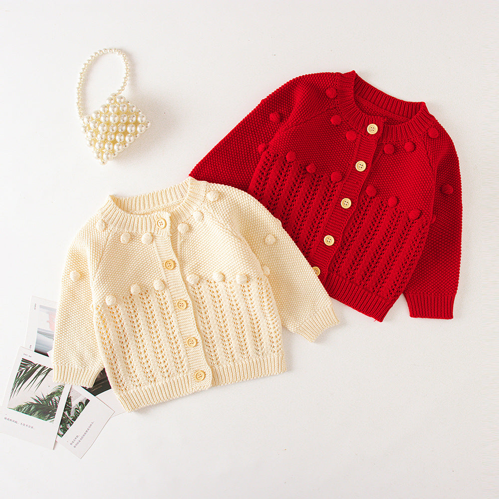 Baby Kid Unisex Solid Color Crochet Cardigan Rompers Wholesale 220817223
