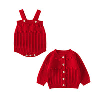 Load image into Gallery viewer, Baby Kid Unisex Solid Color Crochet Cardigan Rompers Wholesale 220817223
