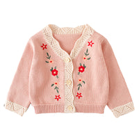Load image into Gallery viewer, Baby Kid Girls Flower Crochet Embroidered Cardigan Wholesale 220817228

