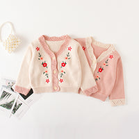 Load image into Gallery viewer, Baby Kid Girls Flower Crochet Embroidered Cardigan Wholesale 220817228
