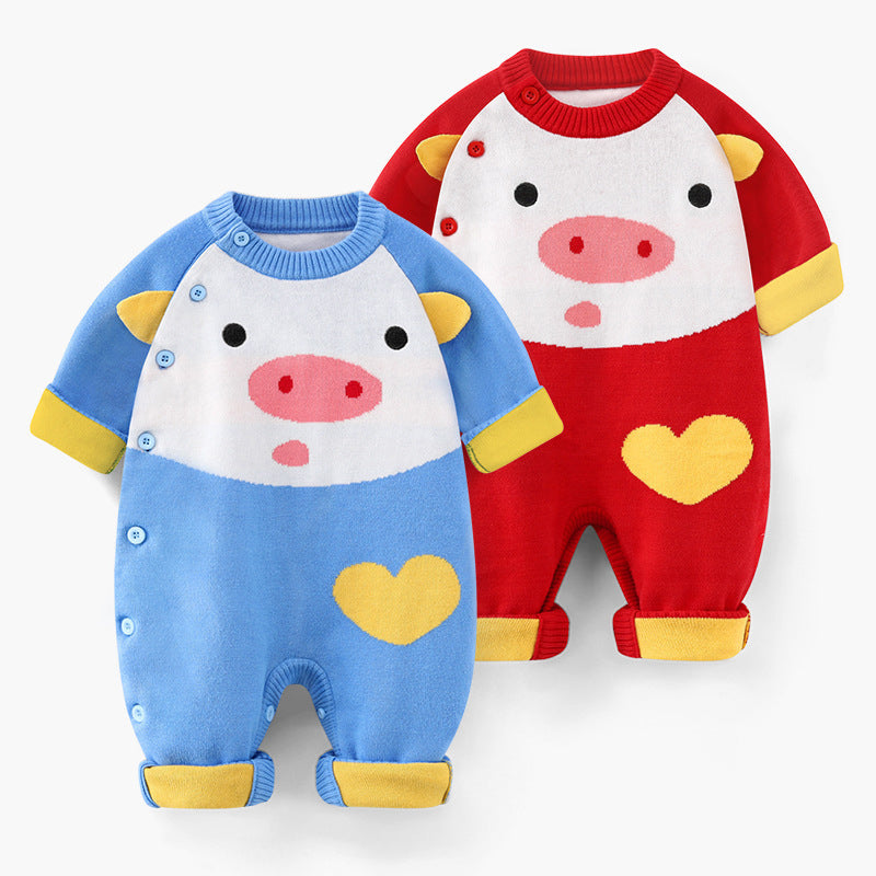 Baby Unisex Love heart Cartoon Crochet Sweaters Jumpsuits Wholesale 220817242