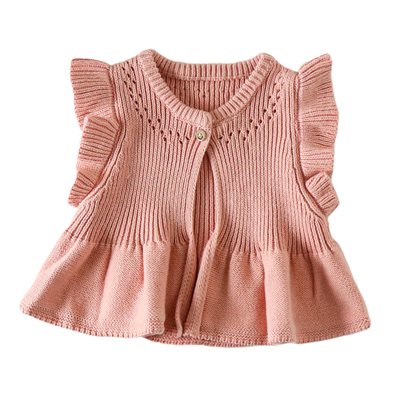 Baby Girls Solid Color Crochet Knitwear Tops Wholesale 220817262