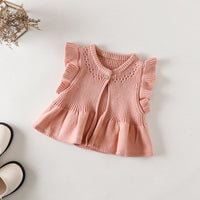 Load image into Gallery viewer, Baby Girls Solid Color Crochet Knitwear Tops Wholesale 220817262
