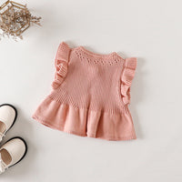 Load image into Gallery viewer, Baby Girls Solid Color Crochet Knitwear Tops Wholesale 220817262
