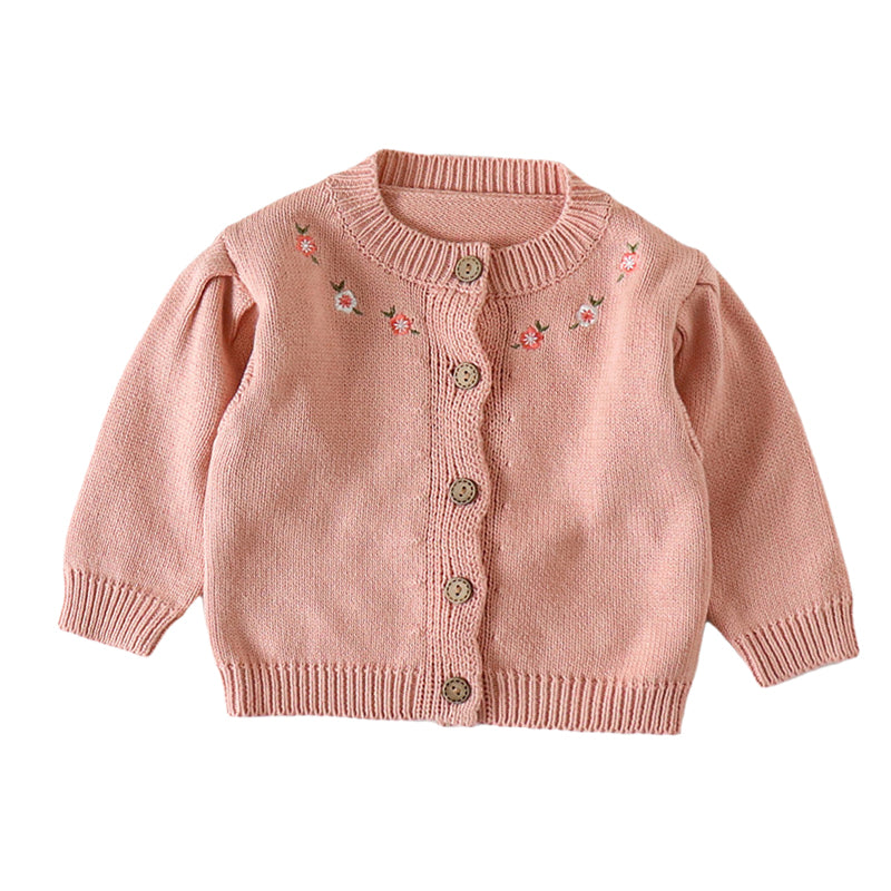 Baby Girls Flower Embroidered Knitwear Jackets Outwears Wholesale 220817264