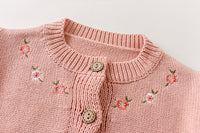 Load image into Gallery viewer, Baby Girls Flower Embroidered Knitwear Jackets Outwears Wholesale 220817264
