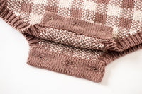 Load image into Gallery viewer, Baby Girls Checked Crochet Knitwear Rompers Wholesale 220817267
