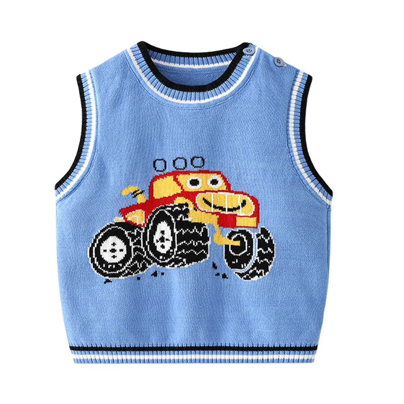 Baby Kid Unisex Car Cartoon Crochet Vests Waistcoats Knitwear Wholesale 220817271