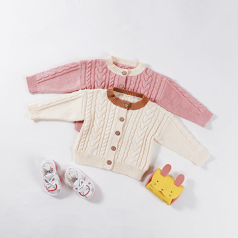 Baby Kid Unisex Color-blocking Crochet Cardigan Wholesale 22081728