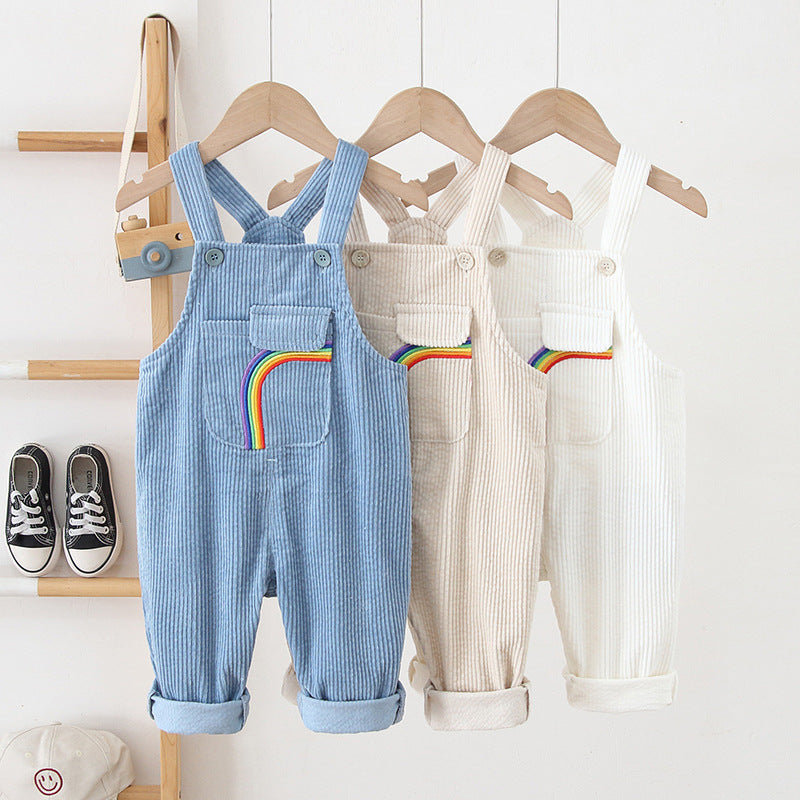 Baby Kid Unisex Rainbow Embroidered Jumpsuits Wholesale 220817283