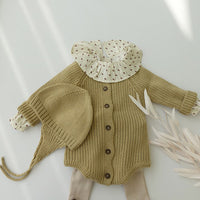 Load image into Gallery viewer, Baby Unisex Solid Color Crochet Rompers Wholesale 22081730
