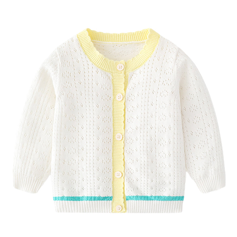 Baby Kid Girls Color-blocking Crochet Cardigan Wholesale 220817334