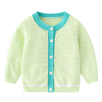 Load image into Gallery viewer, Baby Kid Girls Color-blocking Crochet Cardigan Wholesale 220817334
