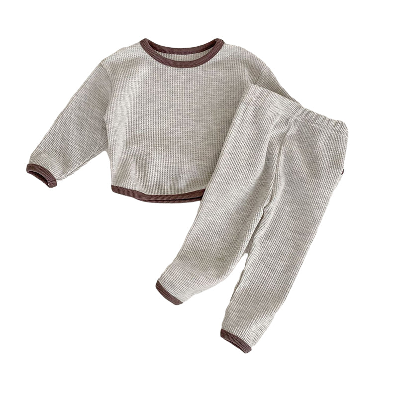 2 Pieces Set Baby Kid Unisex Solid Color Striped Tops And Pants Wholesale 220817417