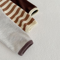 Load image into Gallery viewer, 2 Pieces Set Baby Kid Unisex Solid Color Striped Tops And Pants Wholesale 220817417
