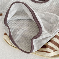 Load image into Gallery viewer, 2 Pieces Set Baby Kid Unisex Solid Color Striped Tops And Pants Wholesale 220817417
