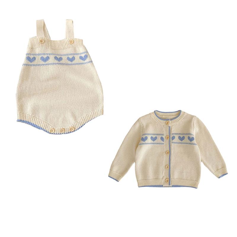 Baby Kid Girls Love heart Crochet Cardigan Rompers Wholesale 220817420