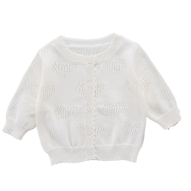 Baby Girls Solid Color Crochet Cardigan Wholesale 22081744