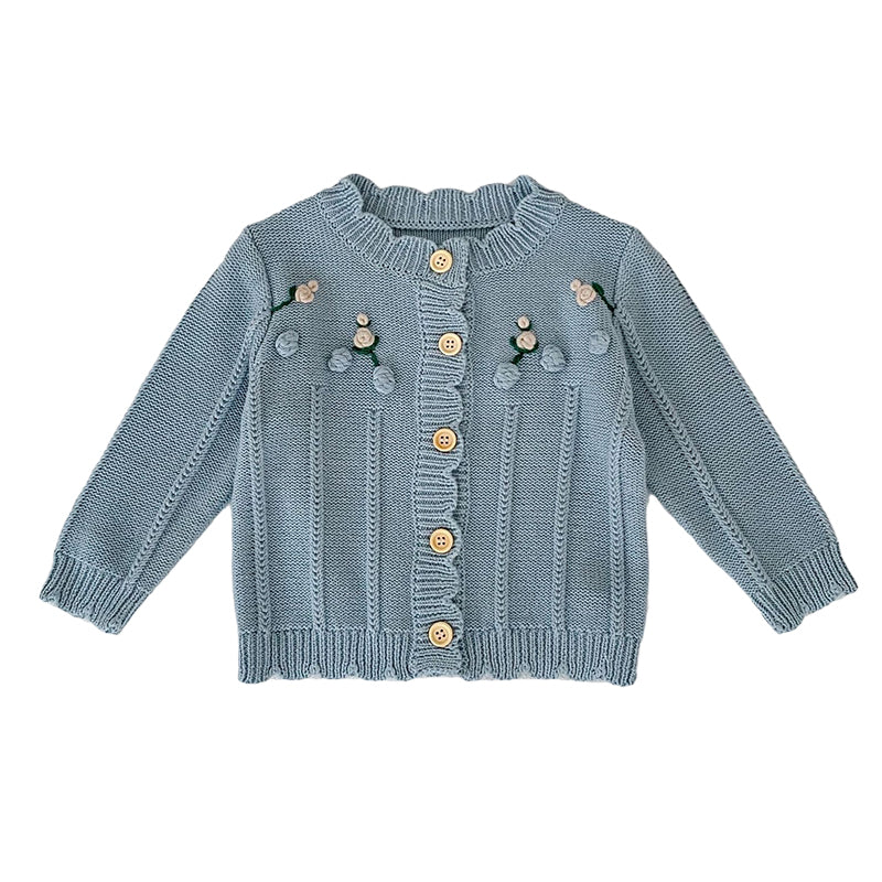 2 Pieces Set Baby Kid Girls Embroidered Cardigan Knitwear And Solid Color Rompers Wholesale 220817443