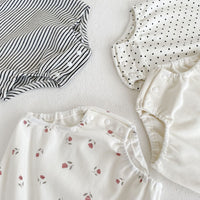 Load image into Gallery viewer, Baby Unisex Striped Flower Polka dots Print Rompers Wholesale 220817448
