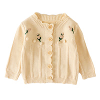 Load image into Gallery viewer, Baby Kid Unisex Solid Color Flower Crochet Cardigan Rompers Wholesale 220817451

